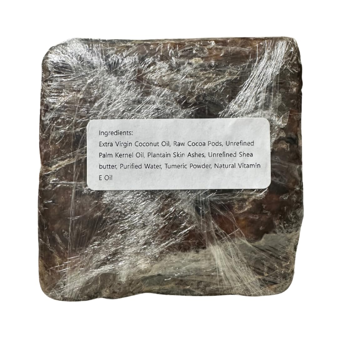 Aleheri’s 100% Raw African Black Soap Bar w/Shea Butter & Turmeric Extract (16 oz) – Clarifying/Moisturizing – Black Soap for Dark Spots, Acne, Eczema & Stretch Marks – All Skin Types - MULTIPACK (2)